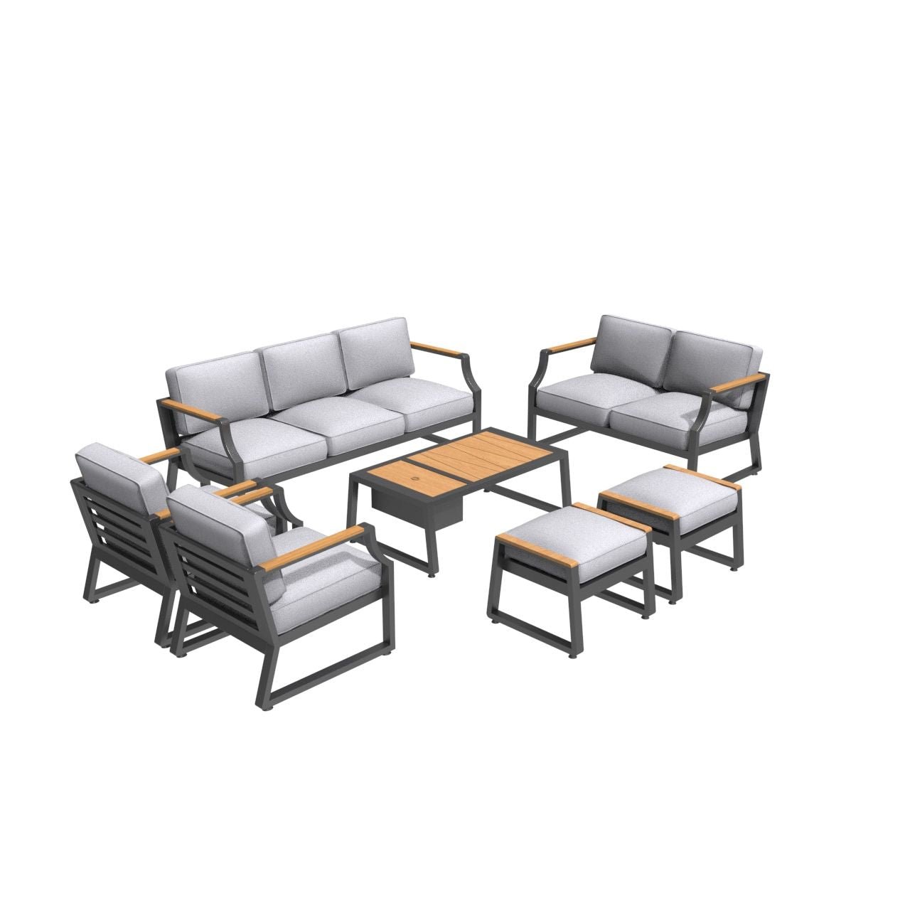 7-Seat Conversation Sofa Set with Drink Cooler (PAS-2101) - Direct Wicker