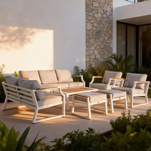 7-Seat Conversation Sofa Set with Drink Cooler (PAS-2101) - Direct Wicker