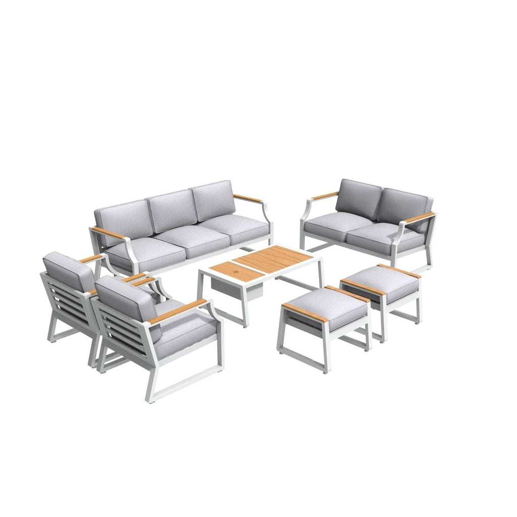 7-Seat Conversation Sofa Set with Drink Cooler (PAS-2101) - Direct Wicker