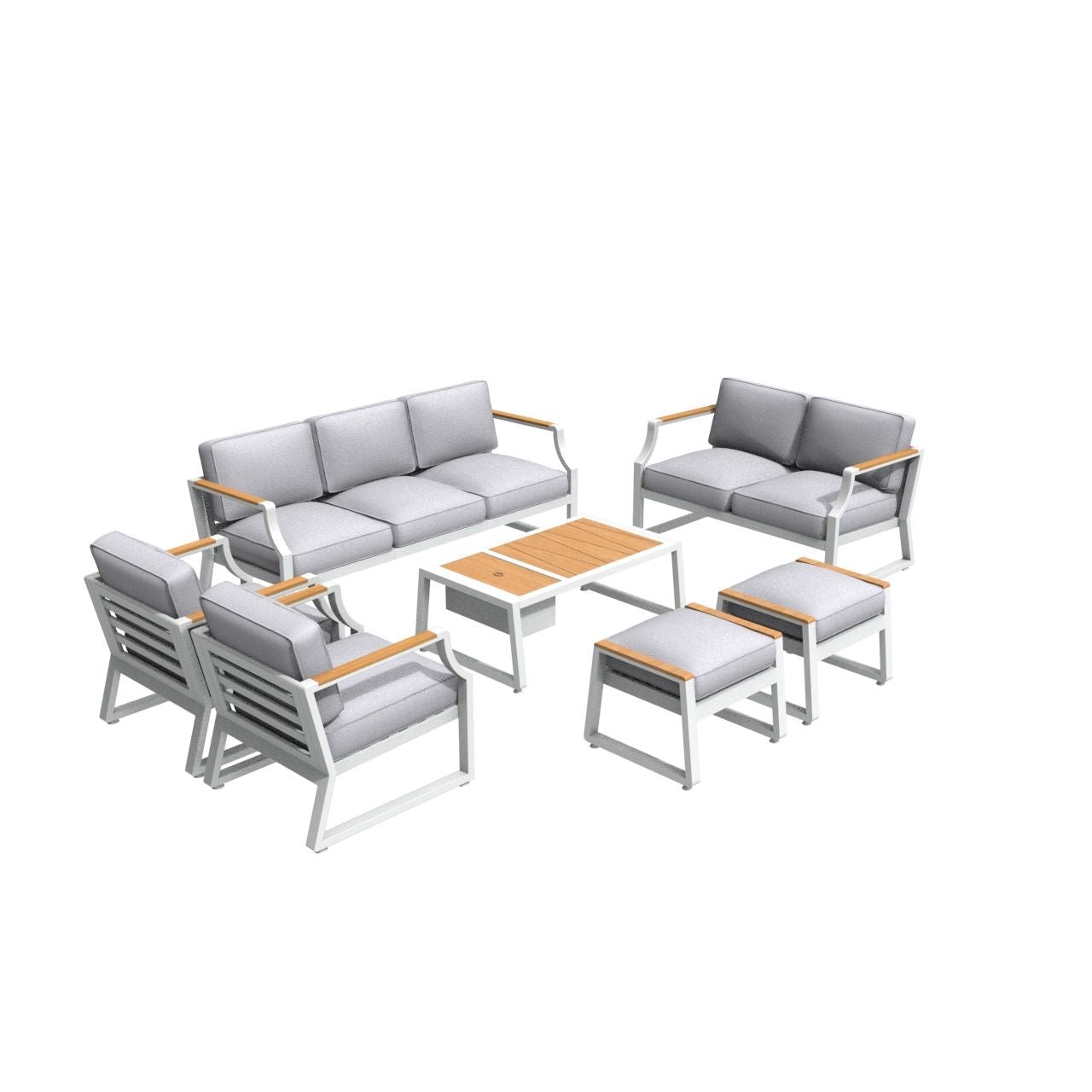 7-Seat Conversation Sofa Set with Drink Cooler (PAS-2101) - Direct Wicker