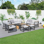 7-Seat Conversation Sofa Set with Drink Cooler (PAS-2101) - Direct Wicker