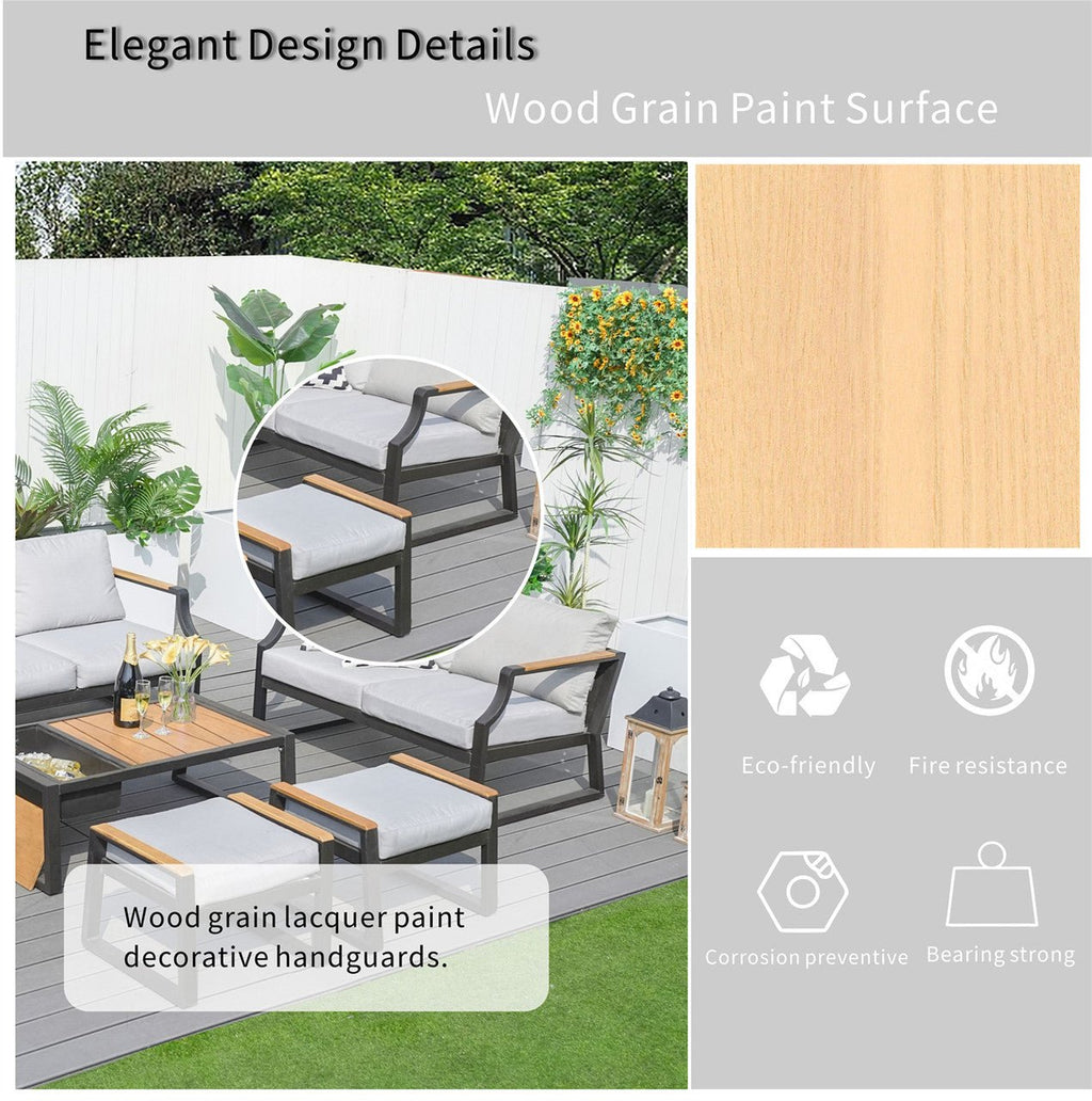 7-Seat Conversation Sofa Set with Drink Cooler (PAS-2101) - Direct Wicker