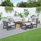 7 - Seater Sofa Set Iron Conversational Sofa Set with Gray Cushions and Drink Cooler (PAS - 2101) - Direct Wicker