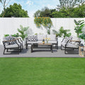 7 - Seater Sofa Set Iron Conversational Sofa Set with Gray Cushions and Drink Cooler (PAS - 2101) - Direct Wicker