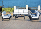 7 - Seater Sofa Set Iron Conversational Sofa Set with Gray Cushions and Drink Cooler (PAS - 2101) - Direct Wicker