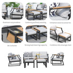 7 - Seater Sofa Set Iron Conversational Sofa Set with Gray Cushions and Drink Cooler (PAS - 2101) - Direct Wicker