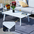 White Aluminum Outdoor Sofa Set with Rope Woven Accents – 5-Piece Modern Patio Conversation Set - Direct Wicker