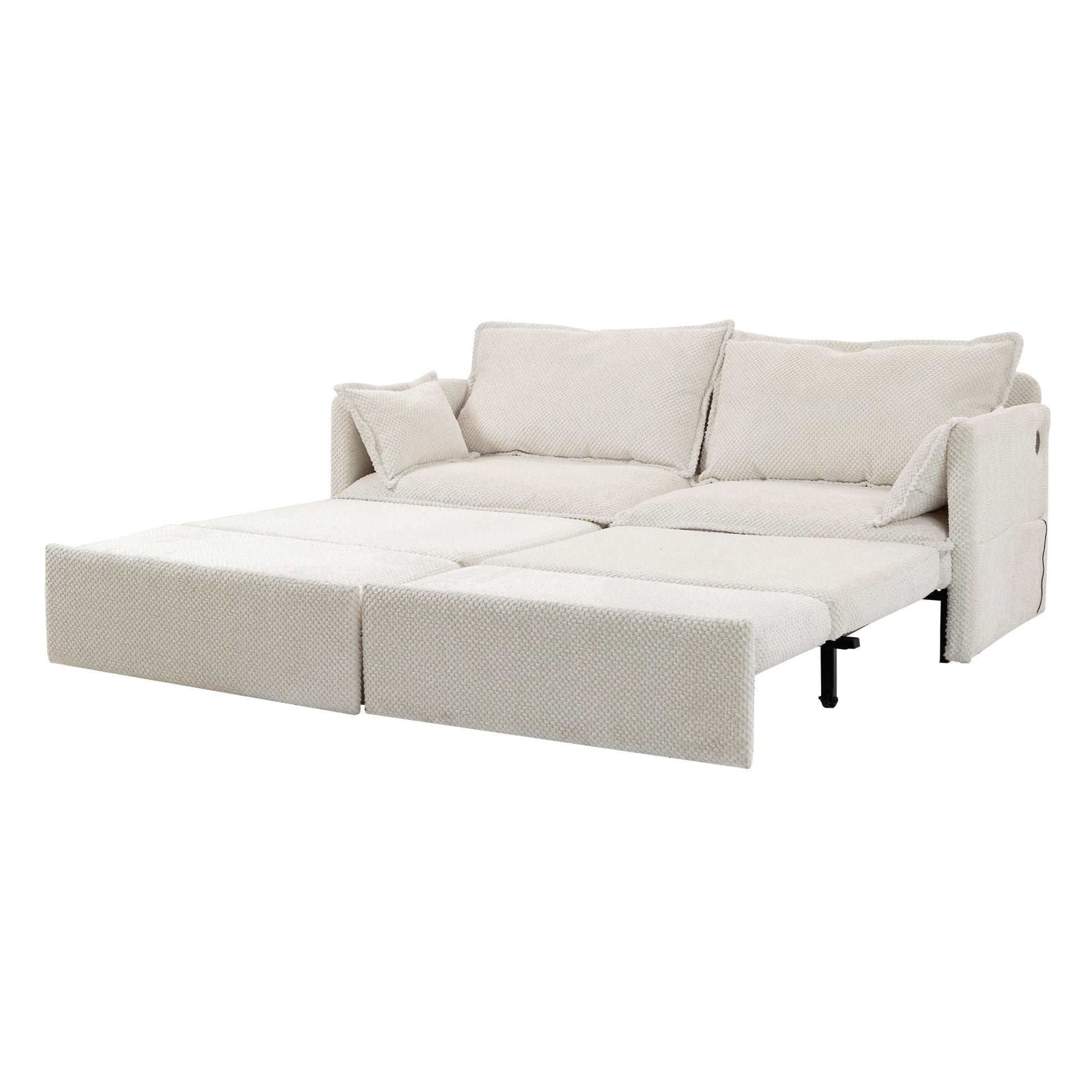 73.6inch Pull Out Sofa Bed,3-in-1 corduroy Convertible Sleeper Sofa Couch,Side Storage,and USB/C-TYPE Charging Ports Chair for Living Room,Bedroom,Apartment - Direct Wicker
