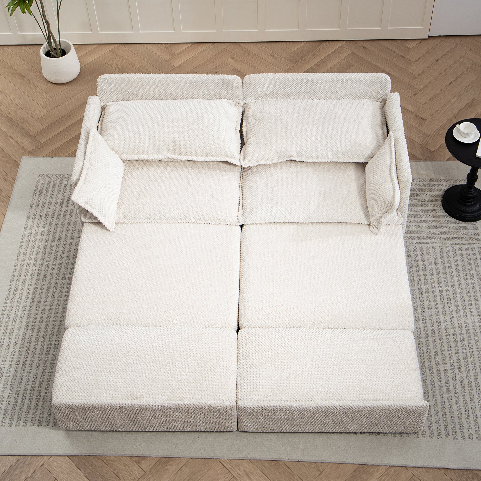 73.6inch Pull Out Sofa Bed,3-in-1 corduroy Convertible Sleeper Sofa Couch,Side Storage,and USB/C-TYPE Charging Ports Chair for Living Room,Bedroom,Apartment - Direct Wicker