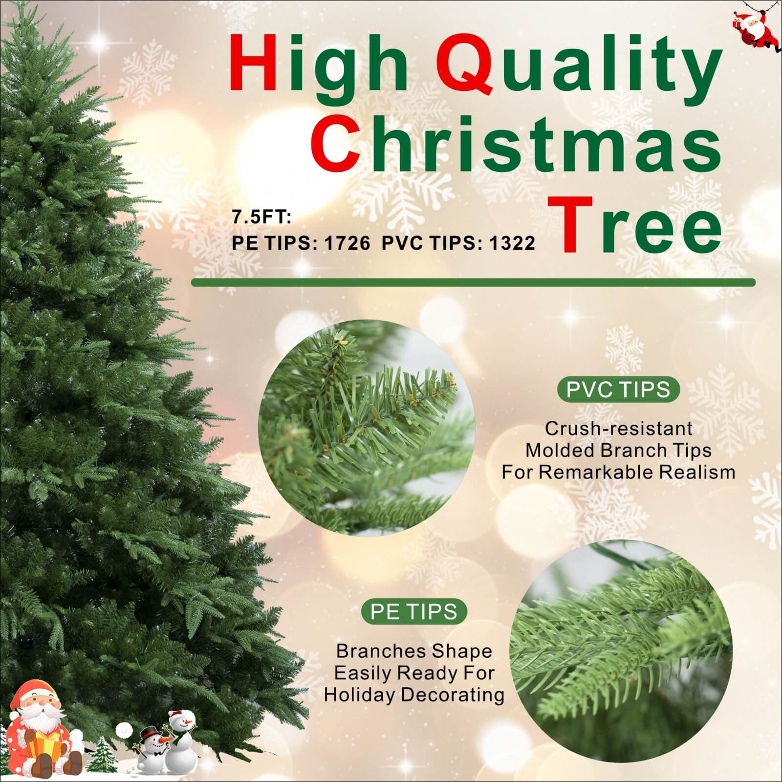 7.5FT Premium Artificial Christmas Tree (PJT - 2501) - Direct Wicker