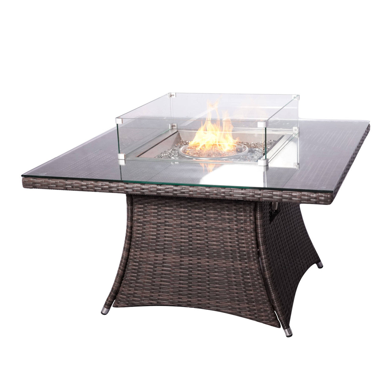 4-Seater Outdoor Fire Pit Set - Hampton Chairs with Cube Fire Pit Table (PAG-1104+1122)