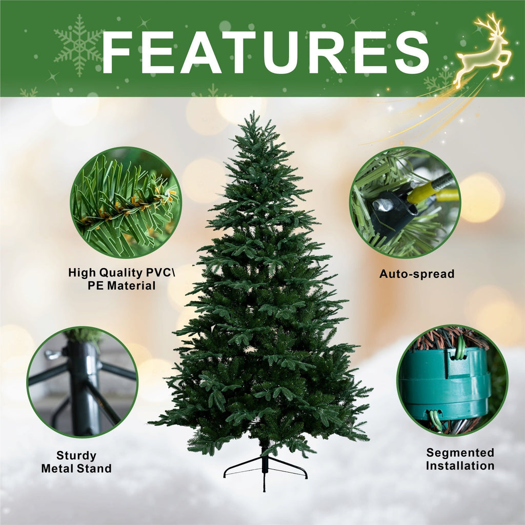 7FT Artificial Christmas Tree – Classic Green Holiday Decoration（PJT - 2504） - Direct Wicker