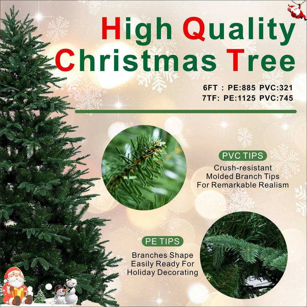 7FT Artificial Christmas Tree – Classic Green Holiday Decoration（PJT - 2504） - Direct Wicker