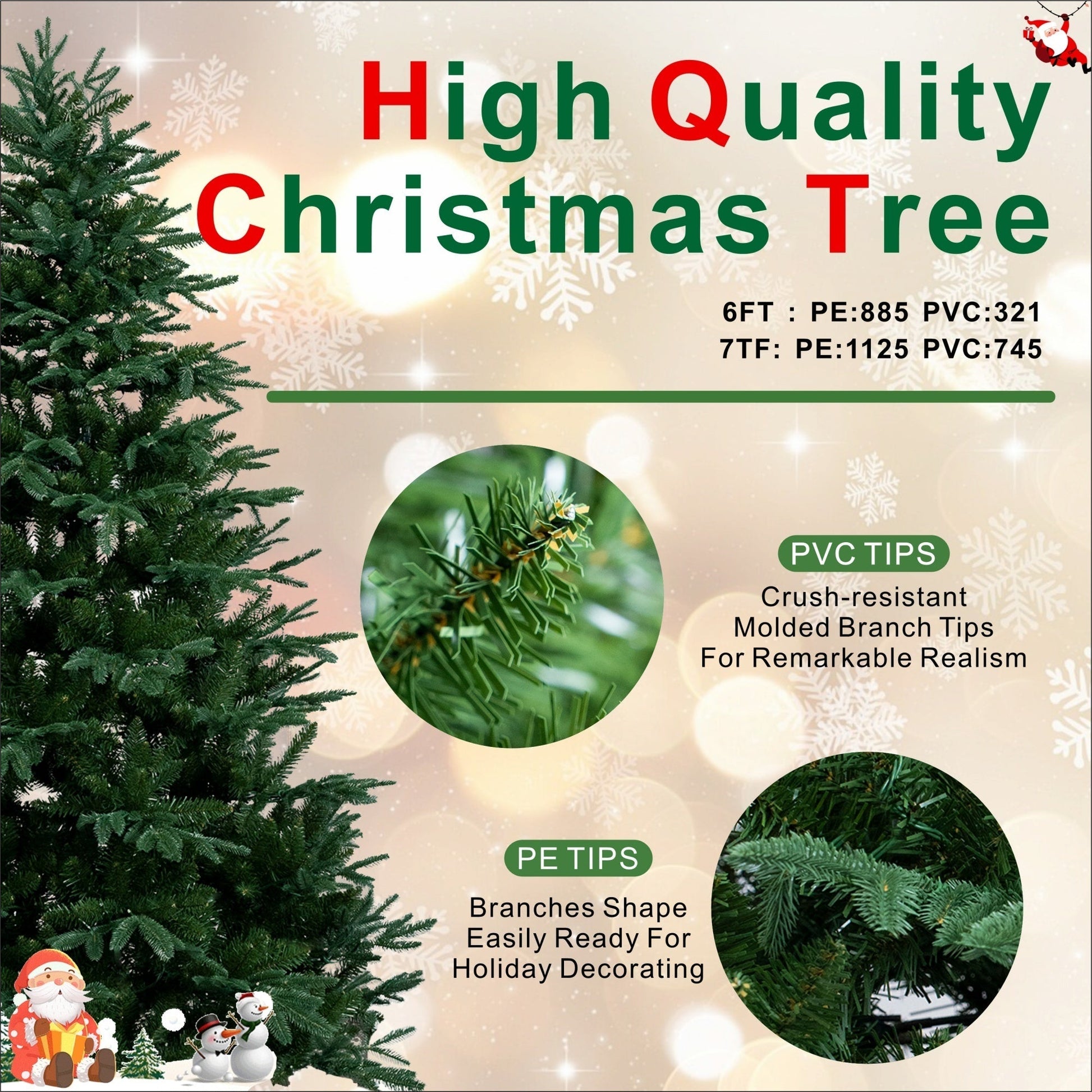 7FT Artificial Christmas Tree – Classic Green Holiday Decoration（PJT - 2504） - Direct Wicker