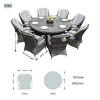 8 - Seat Outdoor Dining Table D68.9" × H28.34" (PAD - 1714 - Table) - Direct Wicker