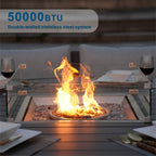 8 - Seat Round Fire Pit Table with Aluminum Top (PAG - 1108A - T) - Direct Wicker