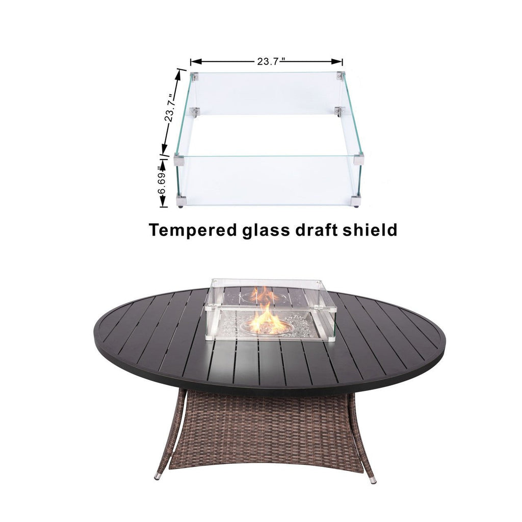 8 - Seat Round Fire Pit Table with Aluminum Top (PAG - 1108A - T) - Direct Wicker