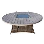 8 - Seat Round Fire Pit Table with Aluminum Top (PAG - 1108A - T) - Direct Wicker
