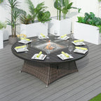 8 - Seat Round Fire Pit Table with Aluminum Top (PAG - 1108A - T) - Direct Wicker