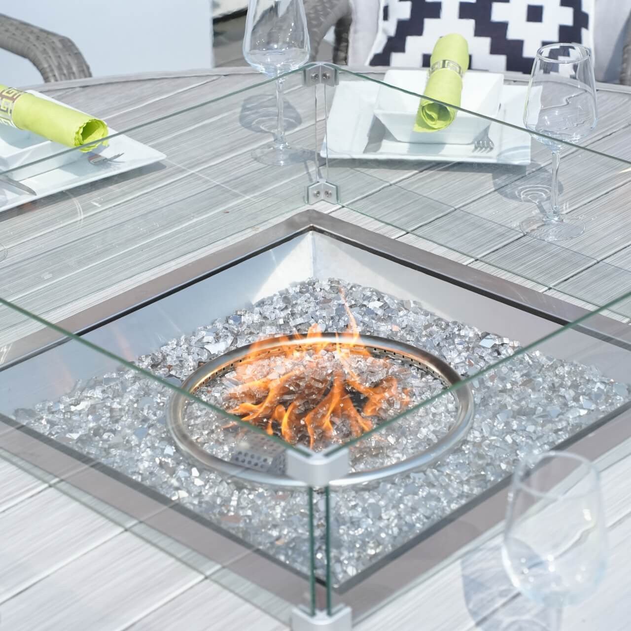 8 - Seater Outdoor Fire Pit Set with Round Table (PAG - 1108A) - Direct Wicker