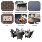 8 - Seater Outdoor Fire Pit Set with Round Table (PAG - 1108A) - Direct Wicker