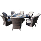 8-Seater Outdoor Fire Pit Set with Round Table (PAG-1108A) - Direct Wicker