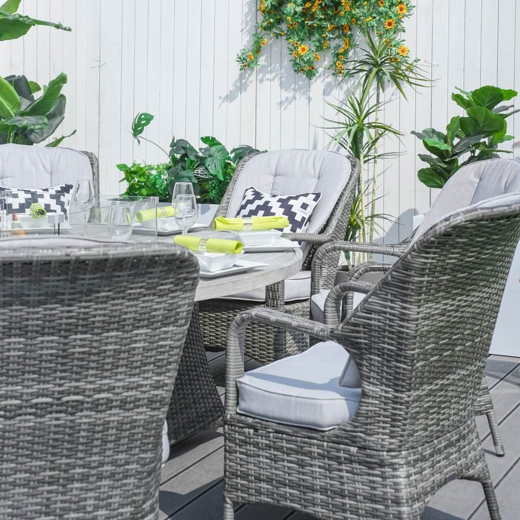 8 - Seater Outdoor Fire Pit Set with Round Table (PAG - 1108A) - Direct Wicker