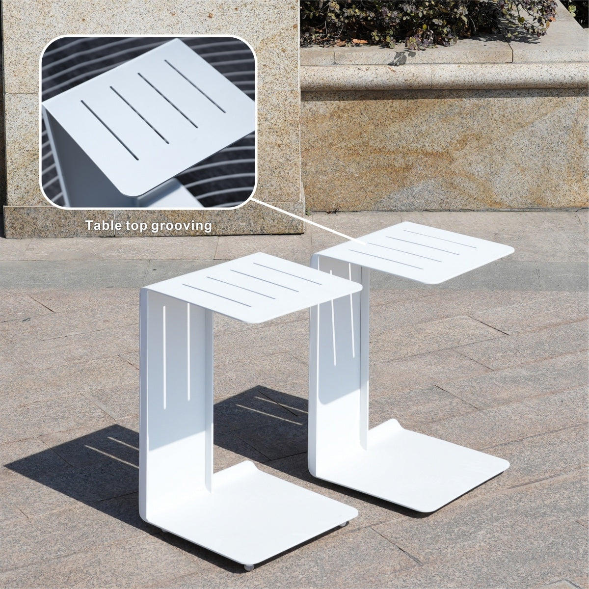 White Aluminum Outdoor Sofa Set with Rope Woven Accents – 5-Piece Modern Patio Conversation Set