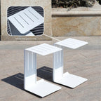 White Aluminum Outdoor Sofa Set with Rope Woven Accents – 5-Piece Modern Patio Conversation Set - Direct Wicker