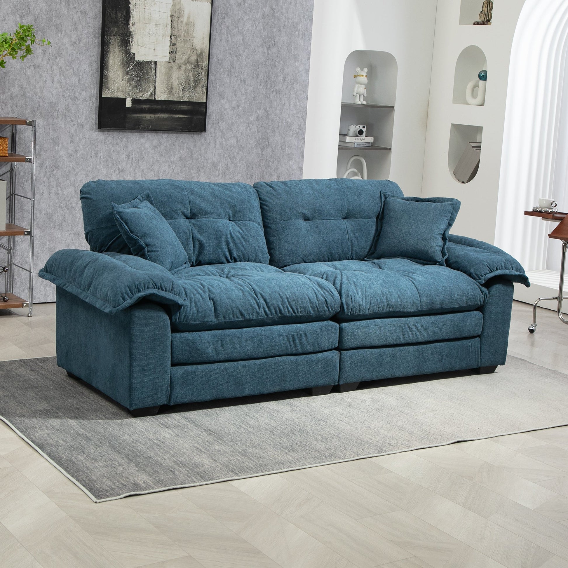 84' Chenille Sofa Small Sofa Loveseat Deep Seat Sofa Couch (W676S00010) - Direct Wicker