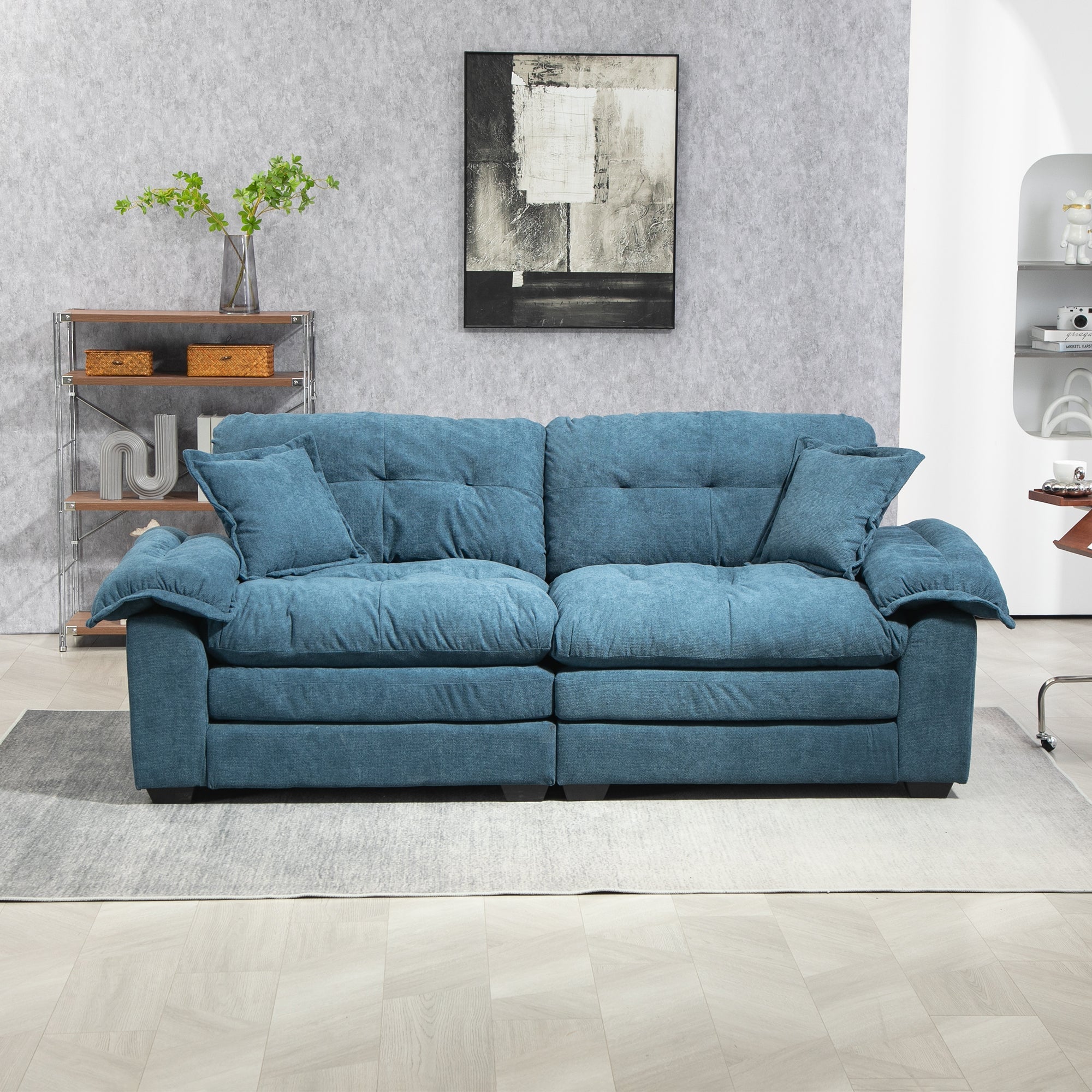 84' Chenille Sofa Small Sofa Loveseat Deep Seat Sofa Couch (W676S00010) - Direct Wicker