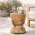 Terrafab Composite Faux Wood Hourglass Side Table / Stool (PAD-2708ST-BR-XMHL)