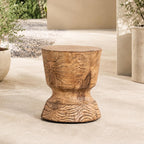 Terrafab Composite Faux Wood Hourglass Side Table / Stool (PAD-2708ST-BR-XMHL)