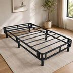 Heavy-Duty Twin KD Fabric-Wrapped Platform Bed Frame (PAL-2675-KD-BK-ZJW)