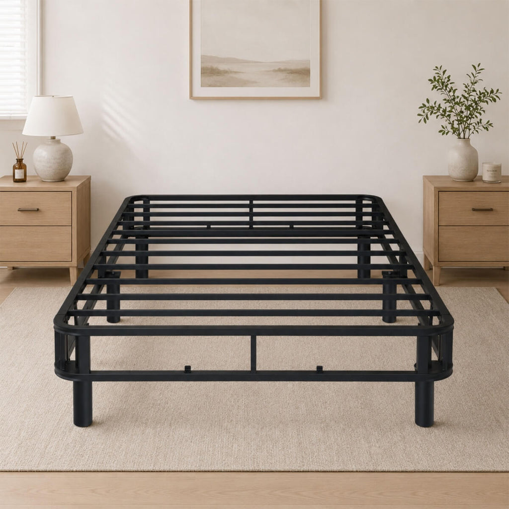 Heavy-Duty Twin KD Fabric-Wrapped Platform Bed Frame (PAL-2675-KD-BK-ZJW)