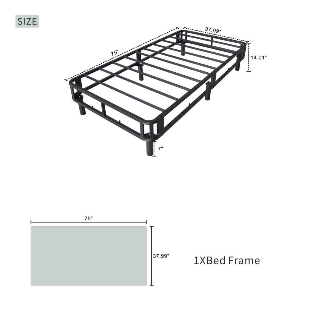Heavy-Duty Twin KD Fabric-Wrapped Platform Bed Frame (PAL-2675-KD-BK-ZJW)