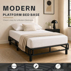 Heavy-Duty Twin KD Fabric-Wrapped Platform Bed Frame (PAL-2675-KD-BK-ZJW)