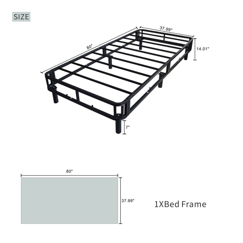 Heavy-Duty Twin XL KD Fabric-Wrapped Platform Bed Frame (PAL-2676-KD-BK-ZJWK)
