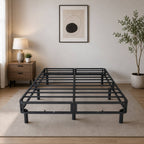 Heavy-Duty Queen KD Fabric-Wrapped Platform Bed Frame (PAL-2678-KD-BK-ZJWK)