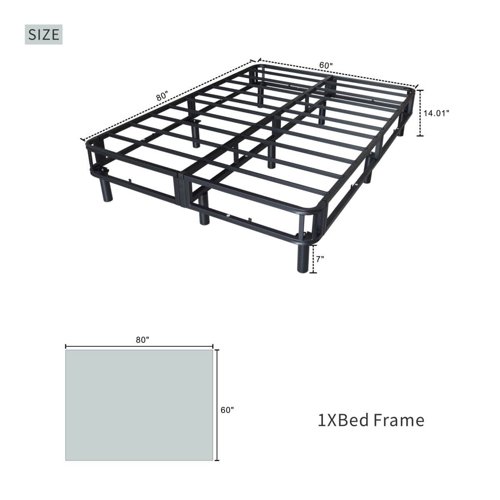 Heavy-Duty Queen KD Fabric-Wrapped Platform Bed Frame (PAL-2678-KD-BK-ZJWK)
