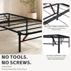 Foldable Twin Size Heavy-Duty Metal Platform Bed Frame (PAL-2679-KD-BK-ZJWK)