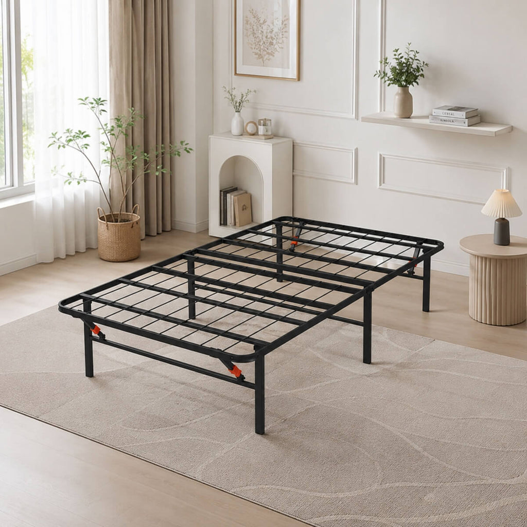 Foldable Twin Size Heavy-Duty Metal Platform Bed Frame (PAL-2679-KD-BK-ZJWK)