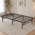 Foldable Twin Size Heavy-Duty Metal Platform Bed Frame (PAL-2679-KD-BK-ZJWK)