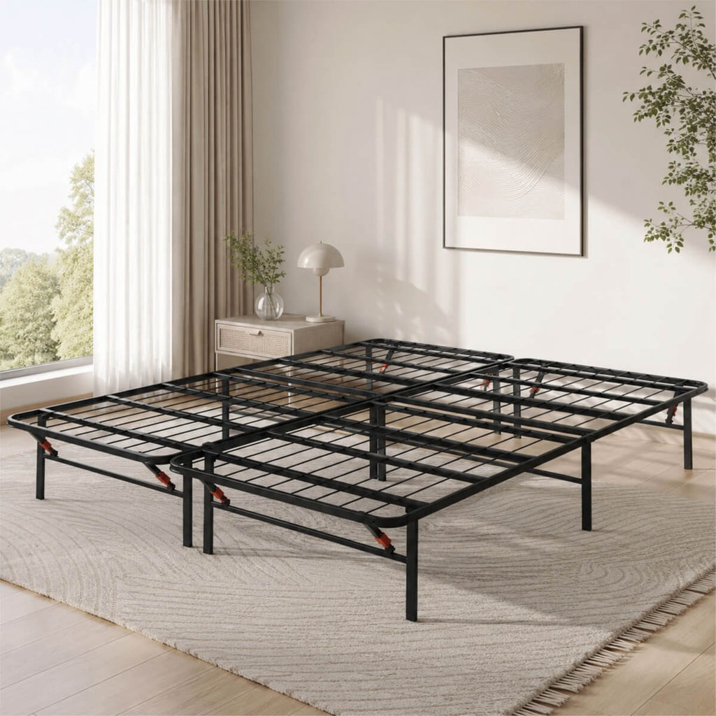 Heavy-Duty Foldable King Size Metal Platform Bed Frame (PAL-2682-KD-BK-ZJWK)