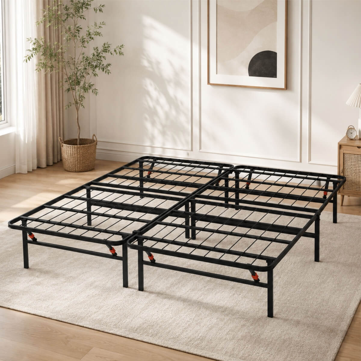 Heavy-Duty Foldable King Size Metal Platform Bed Frame (PAL-2682-KD-BK-ZJWK)