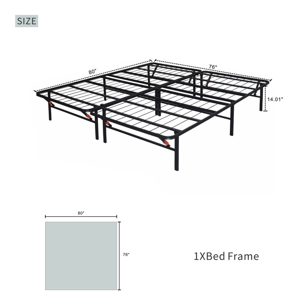 Heavy-Duty Foldable King Size Metal Platform Bed Frame (PAL-2682-KD-BK-ZJWK)