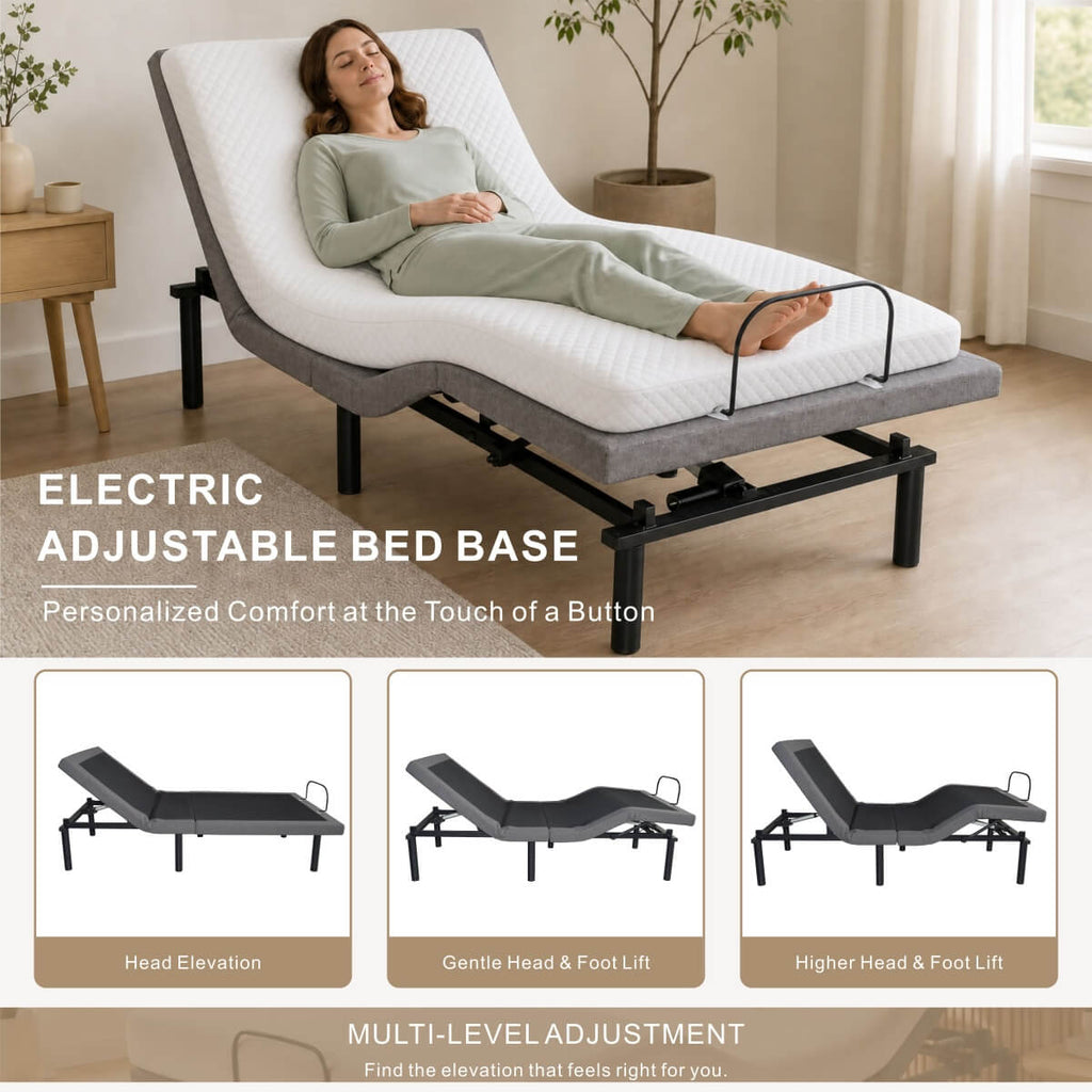 Adjustable Twin XL Bed Frame with Dual Motors and Wireless Remote (PAL-2683-KD-BK-ZJWK)