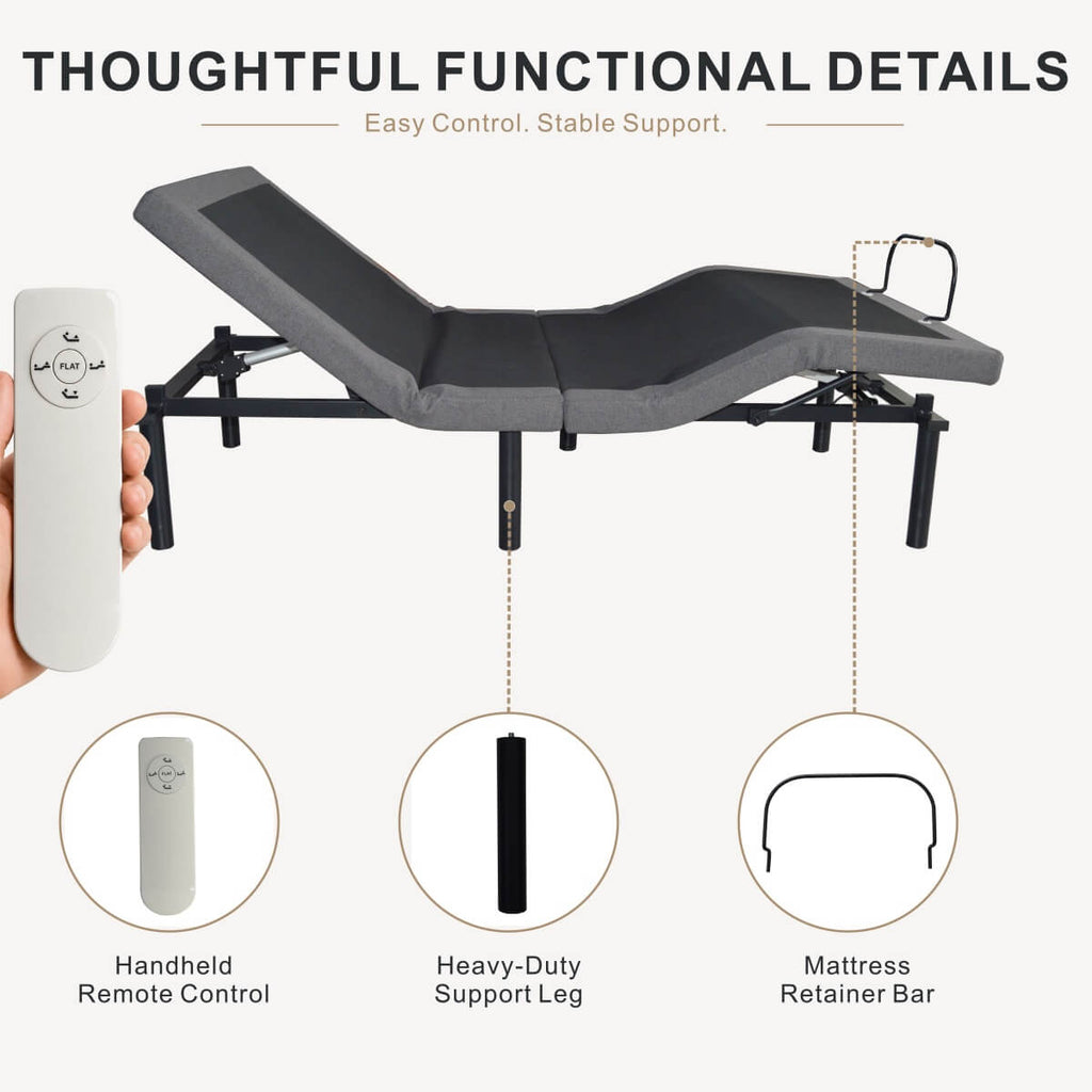 Adjustable Twin XL Bed Frame with Dual Motors and Wireless Remote (PAL-2683-KD-BK-ZJWK)