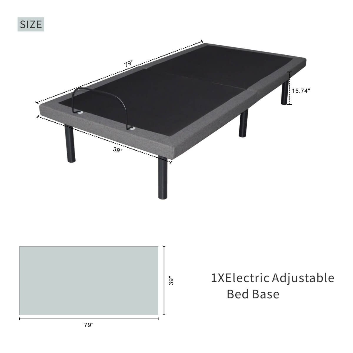 Adjustable Twin XL Bed Frame with Dual Motors and Wireless Remote (PAL-2683-KD-BK-ZJWK)