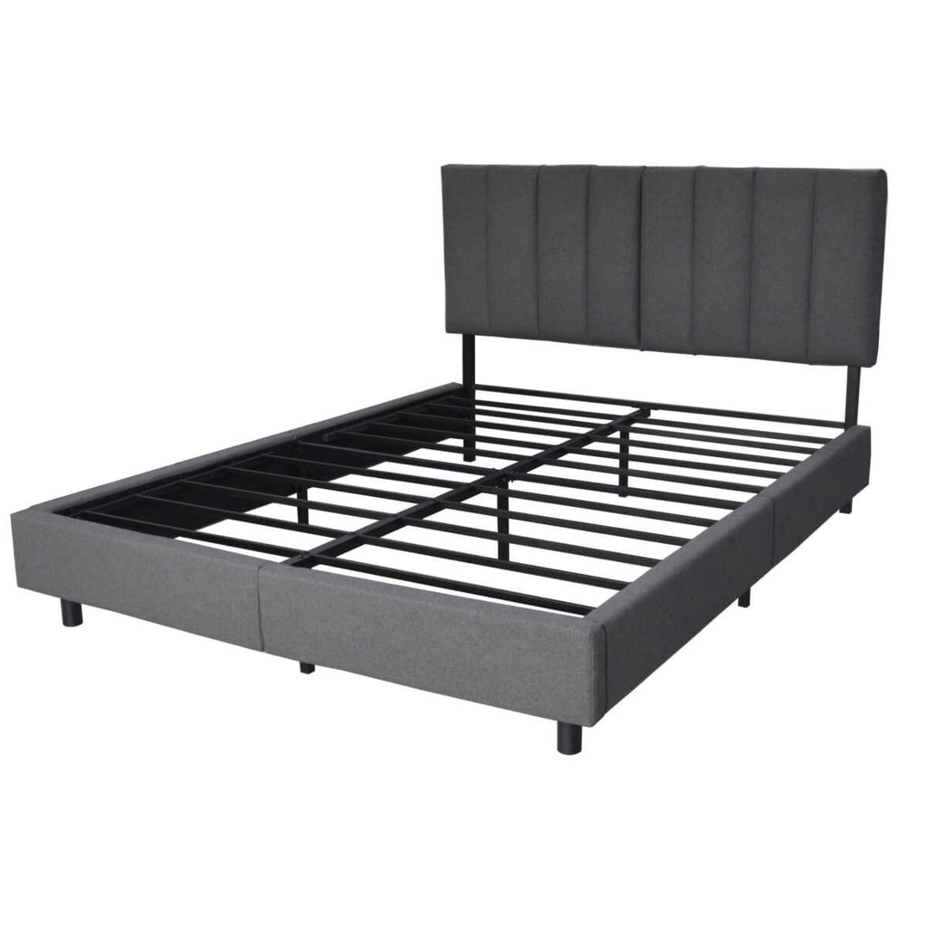 Queen Size Upholstered KD Platform Bed with Heavy-Duty Metal Frame (PAL-2684-KD-BK-ZJWK)